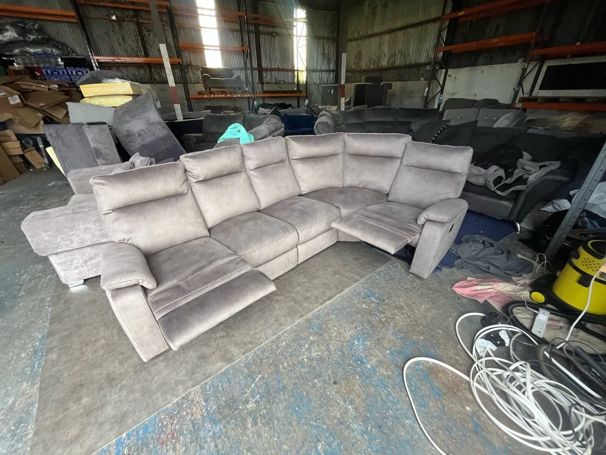 Grey corner manual recliner sofa couch - Image 2