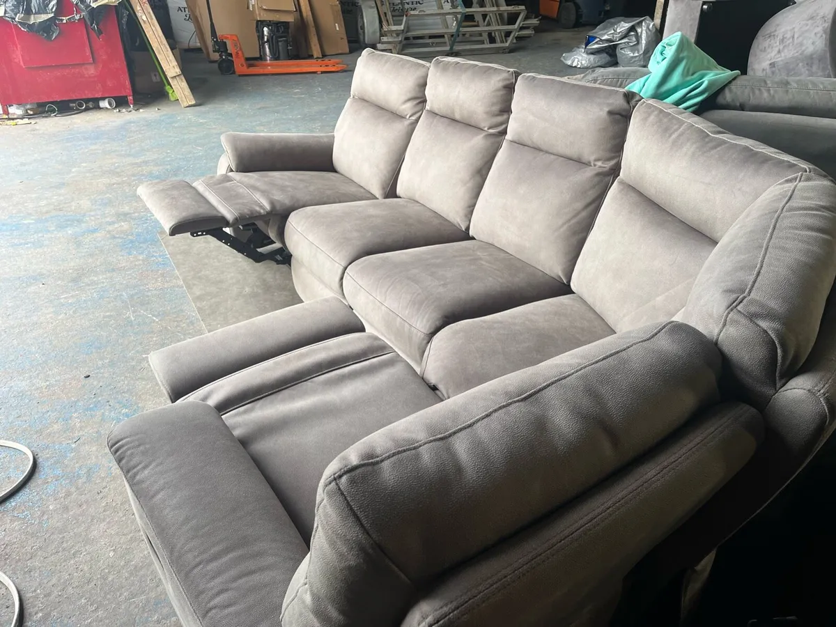Grey corner manual recliner sofa couch - Image 4