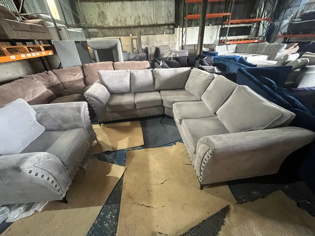 Grey corner sofa + matching armchair - Image 1