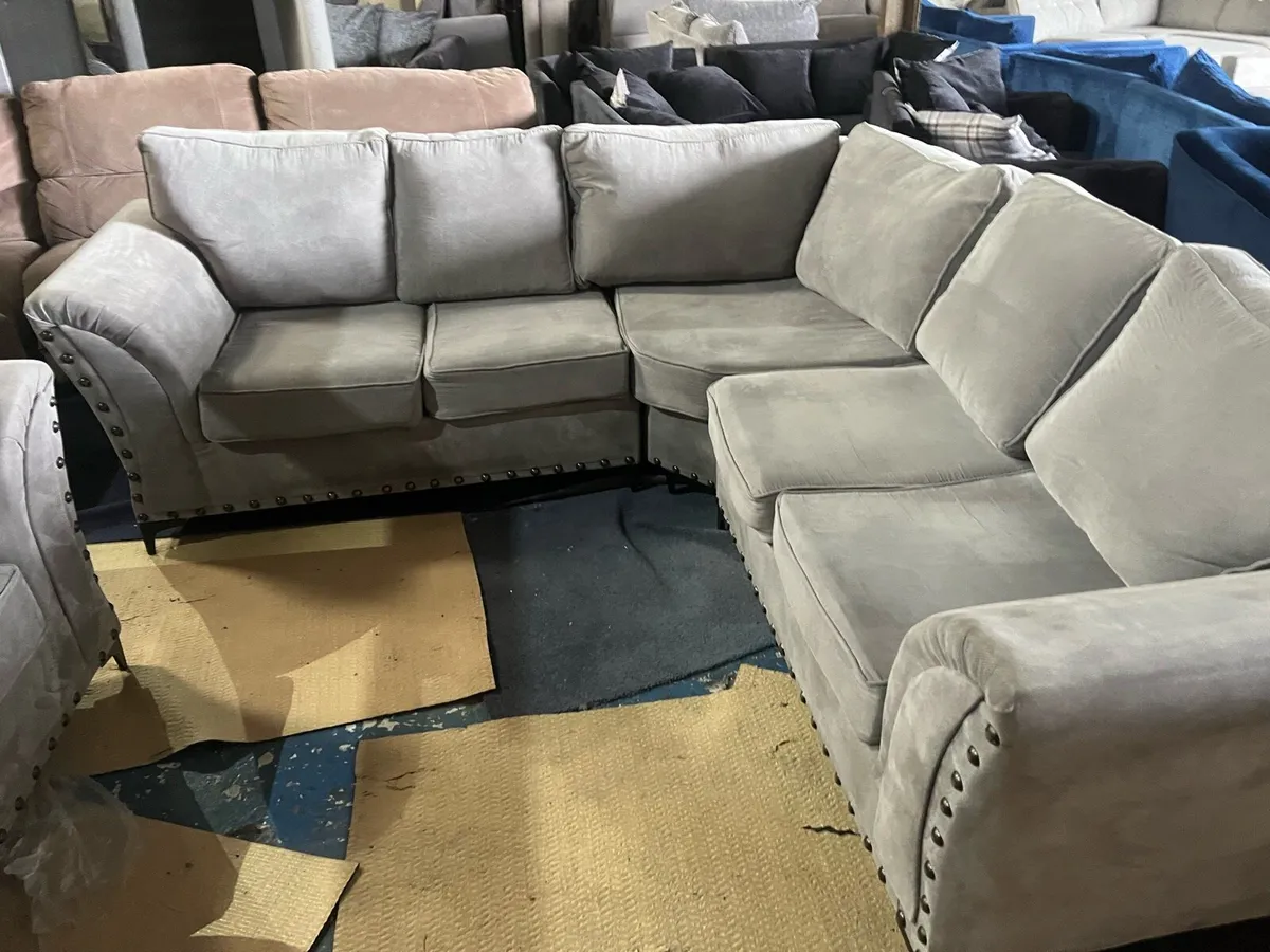 Grey corner sofa + matching armchair - Image 3
