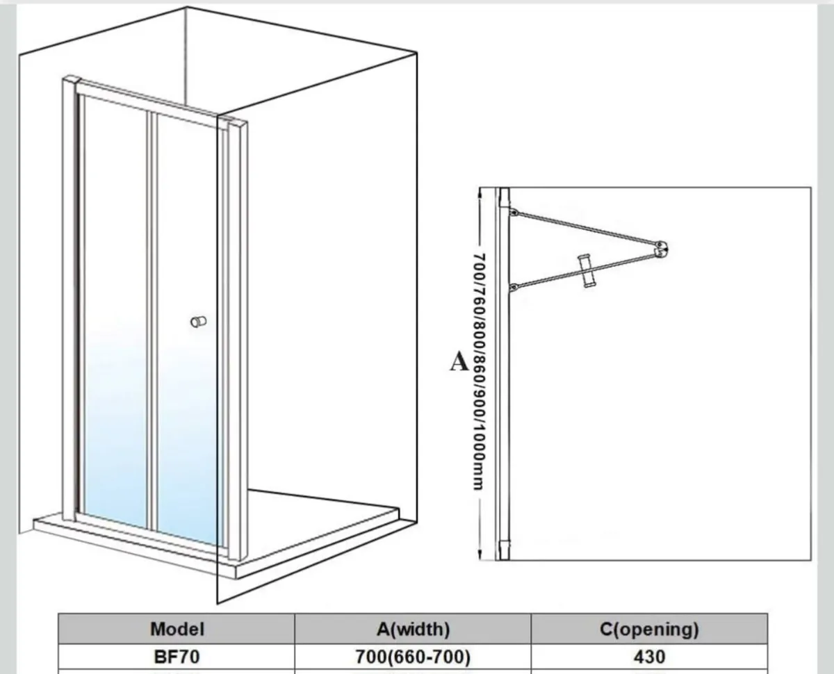 Bifold Chrome Shower Door - Image 2