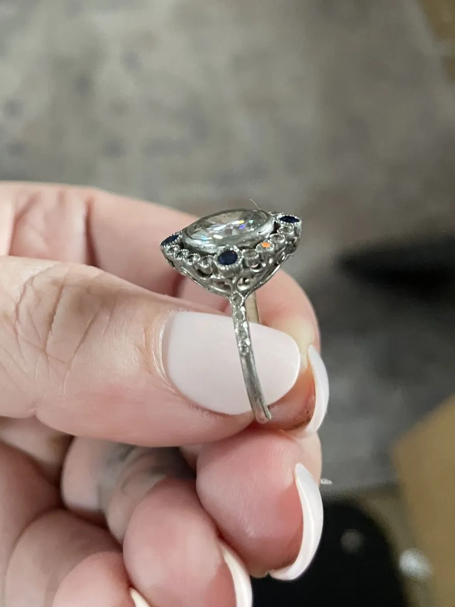 Moissanite & Blue Sapphire Engagement Ring - Image 3