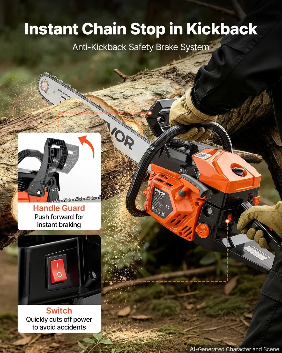 62cc Petrol Chainsaw with 20/22in Bars - Image 4