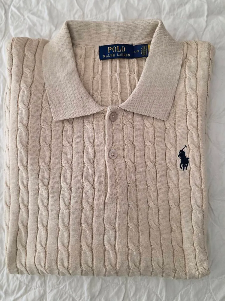 Polo Ralph Lauren Beige Cable-Knit Knitwear Collar - Image 1