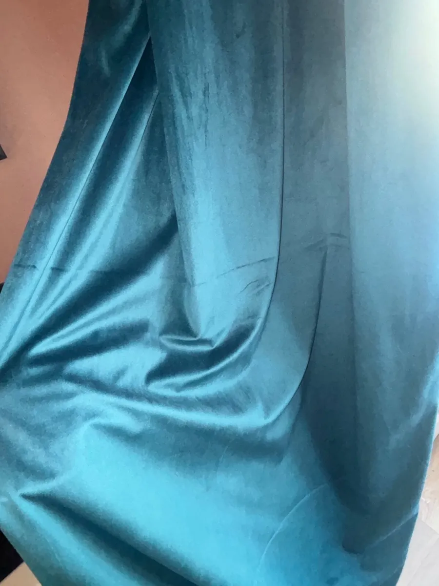 Stunning Suede Teal Curtains - Image 3