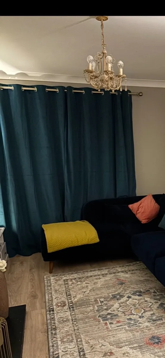 Stunning Suede Teal Curtains - Image 1