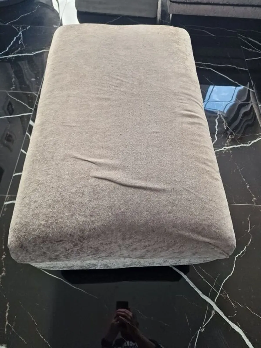 DFS Large Silver Grey L-Shaped Corner Sofa + Matching Footstool - Image 4