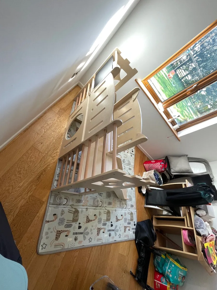 Indoor Wooden Climbing Playground with Slide - Image 4