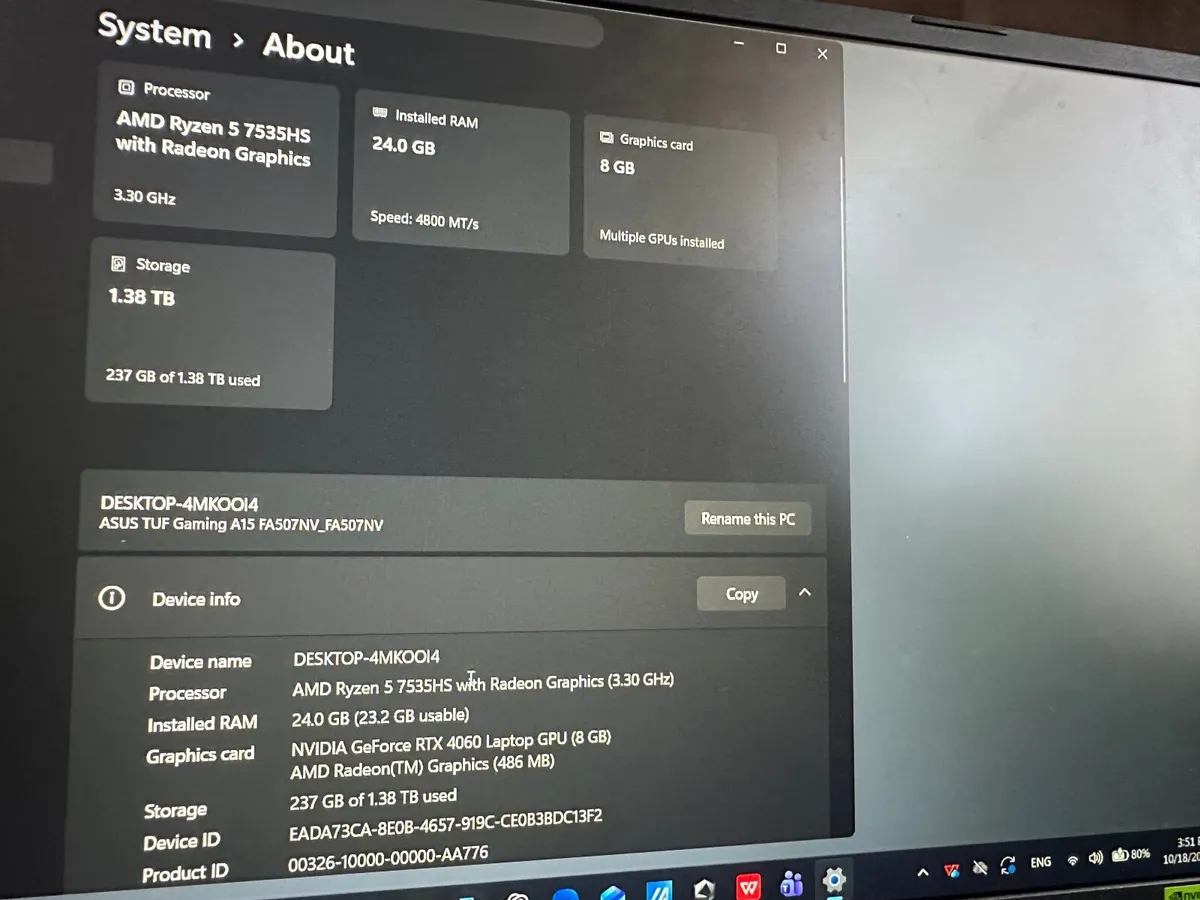 ASUS TUF Gaming A15 RTX 4060 | 24GB RAM | 1.5TB SS - Image 4
