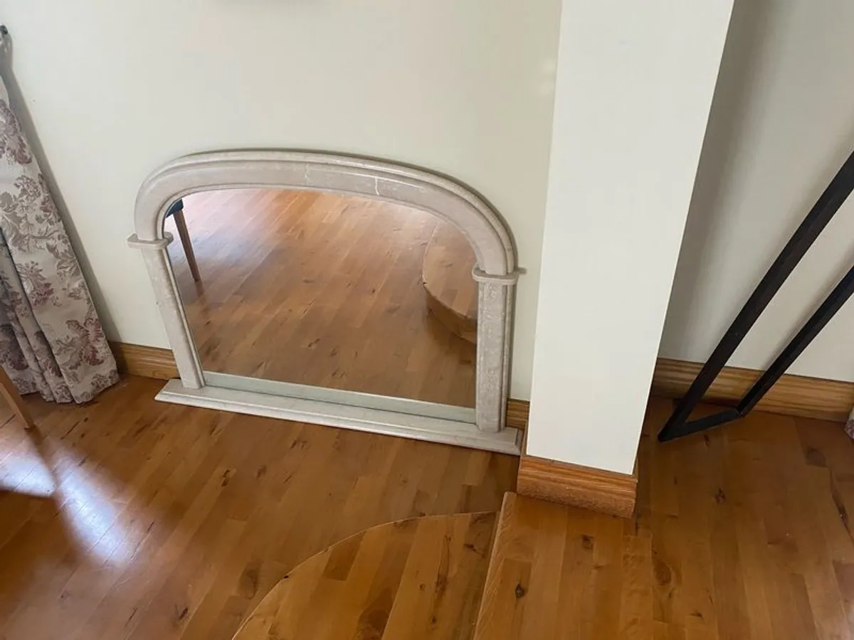beautiful cream stone archtop overmantel mirror. - Image 4