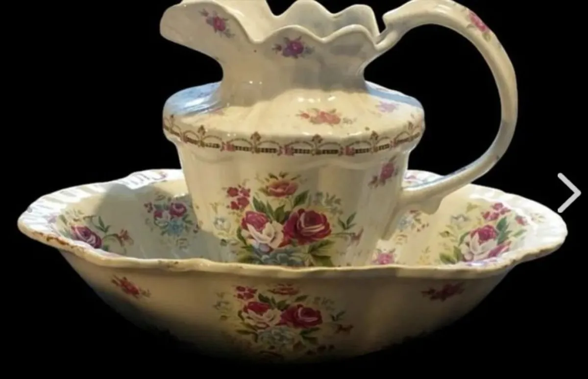 Antique Victorian Ceramic Wash Jug & Basin - Image 2