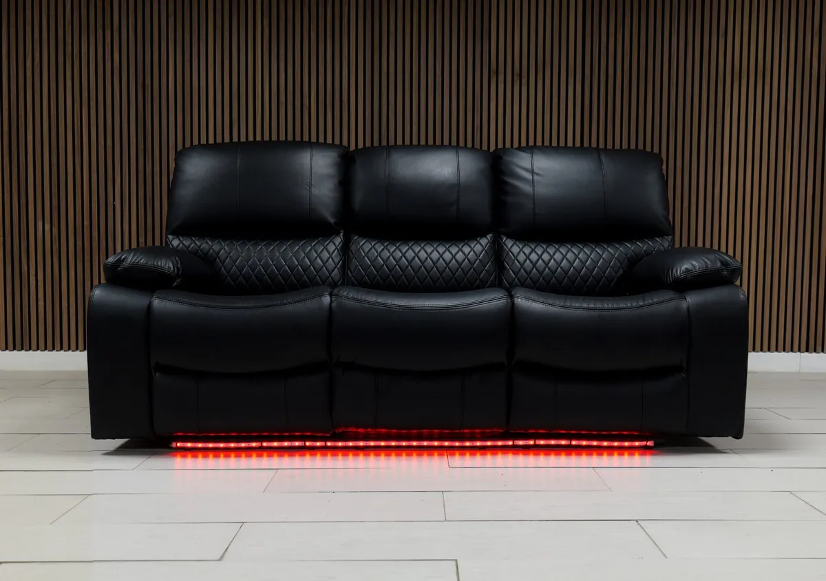 3+2 Black Rita Electric Leather Recliner Sofa Set - Image 4