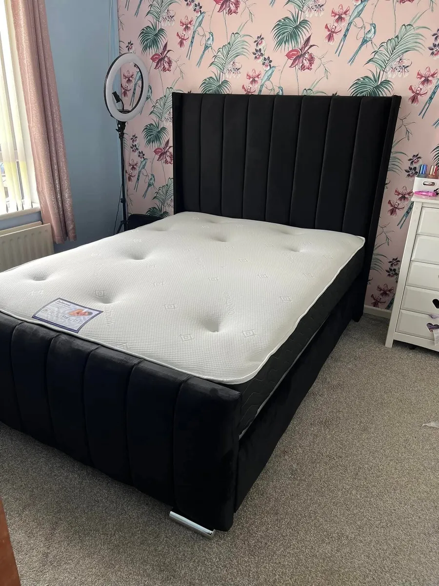 New Double & King Size Bed Frame With Mattress Opt - Image 1