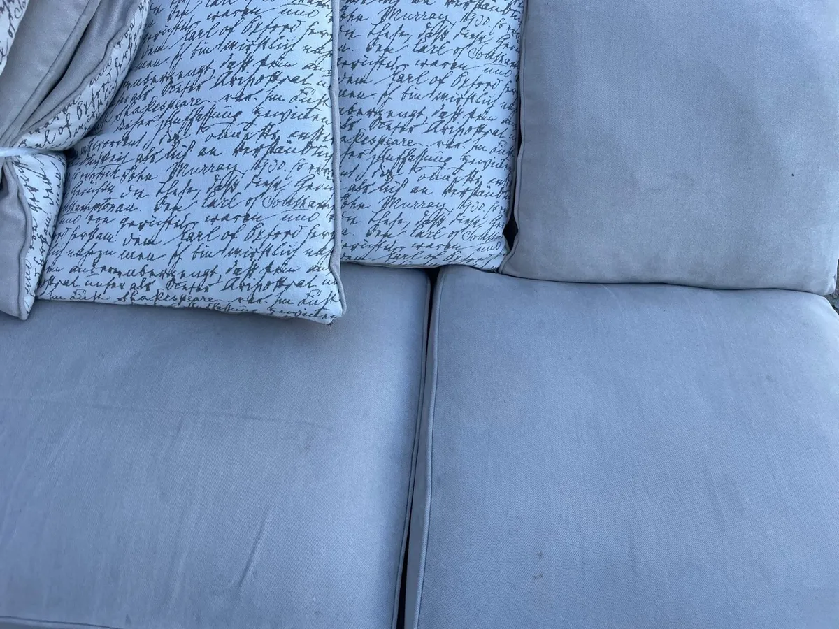 L shaped grey corner sofa couch with footstool - Image 4