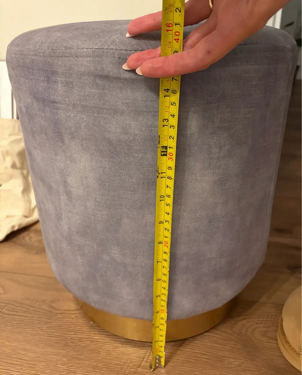 Taupe footstool / pouffe - Image 4