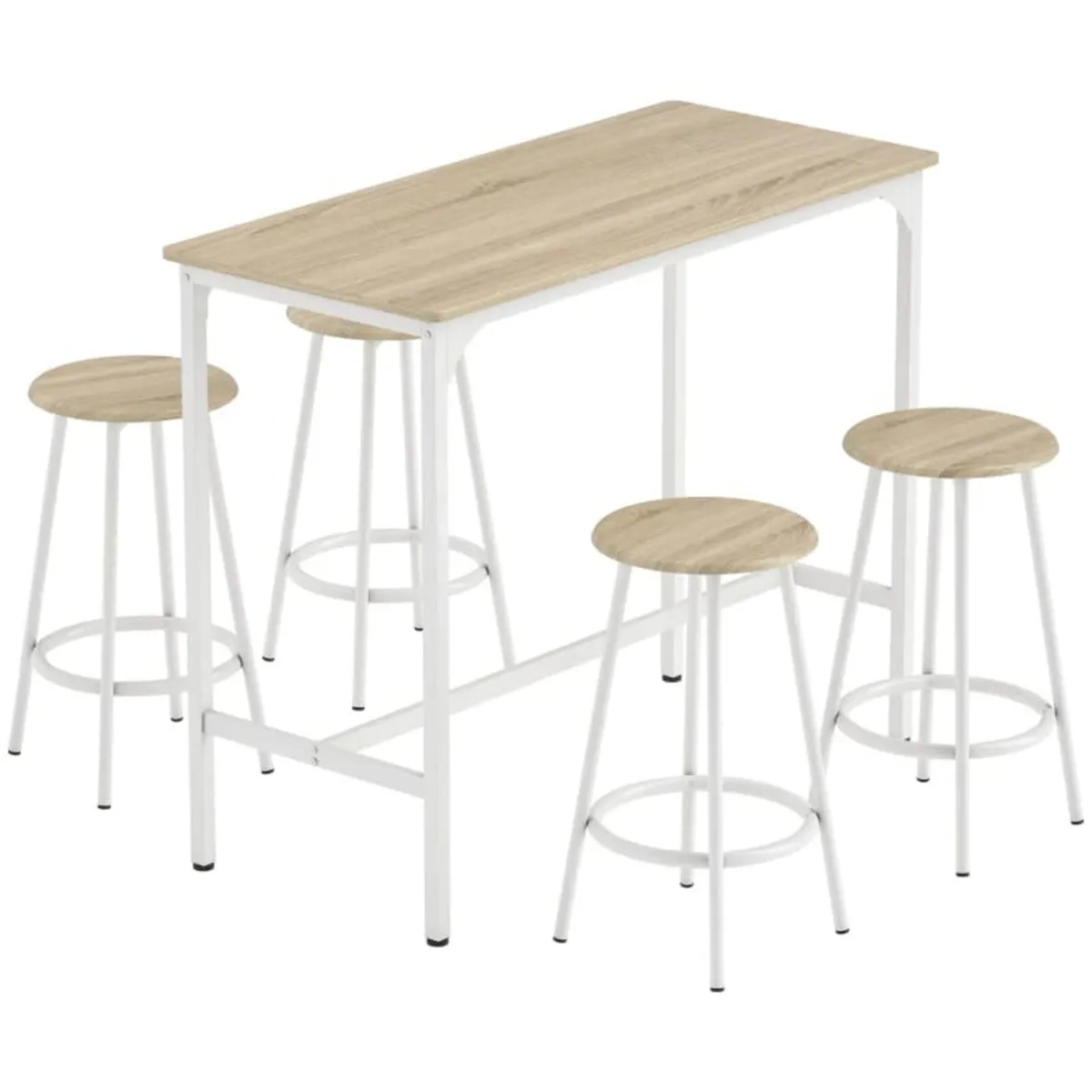 Industrial Bar Table with 4 Stools – Metal Frame, - Image 1