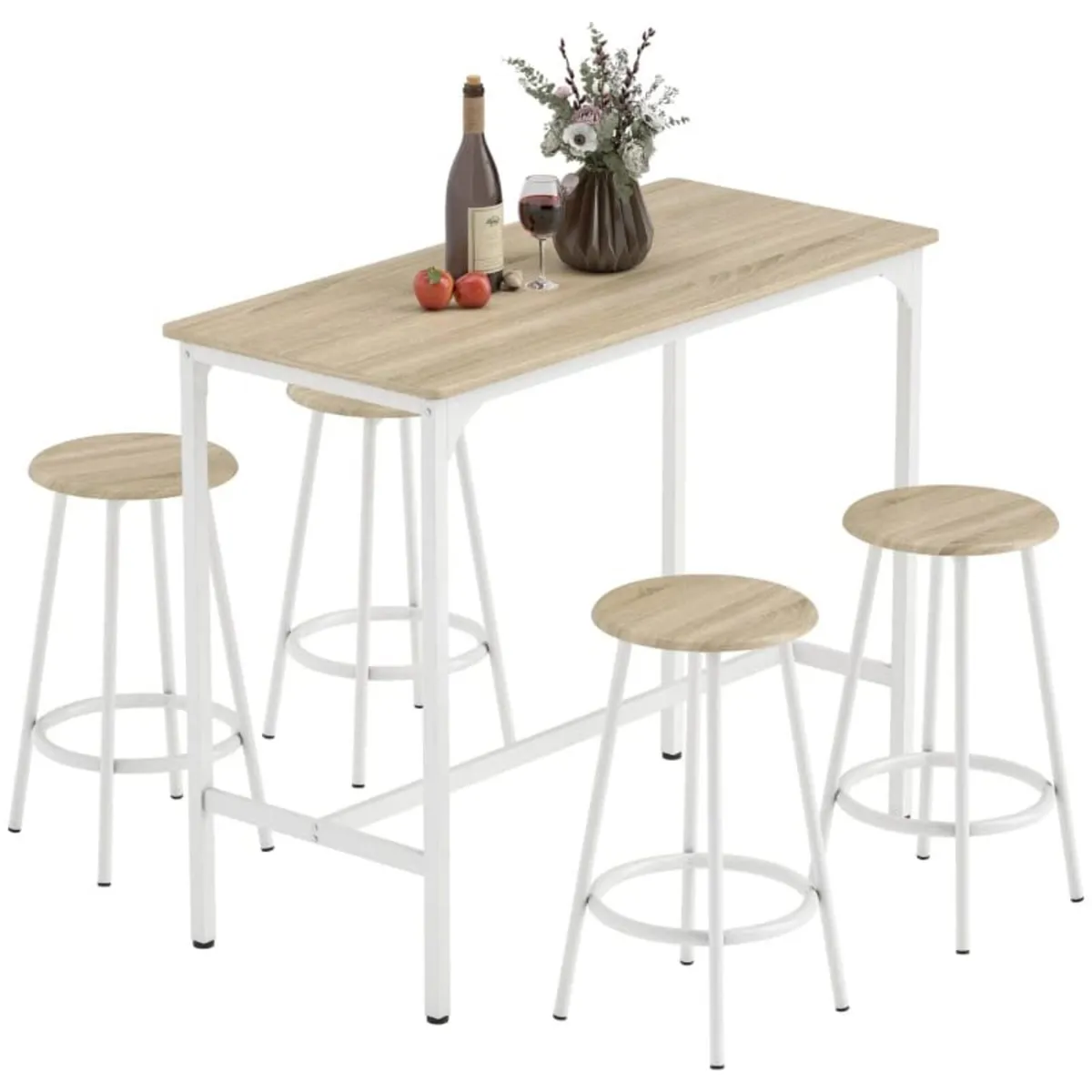 Industrial Bar Table with 4 Stools – Metal Frame, - Image 3