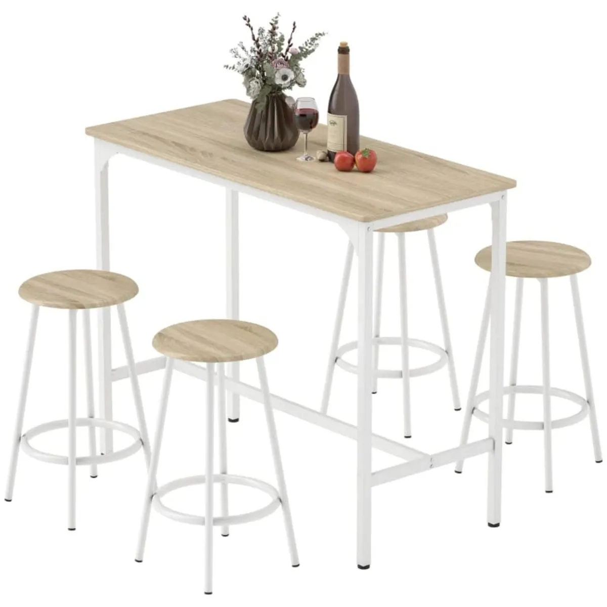 Industrial Bar Table with 4 Stools – Metal Frame, - Image 4