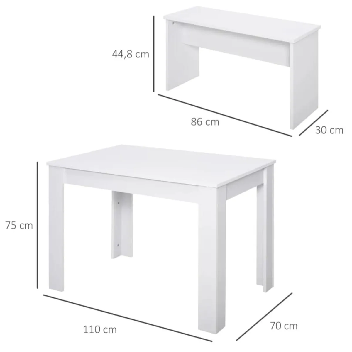 Kitchen Dining Set, Dining Room Table and 2 Benche - Image 4