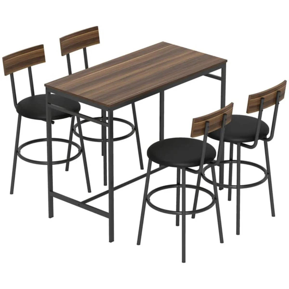 5-piece bar table set with 4 stools, industrial de - Image 1