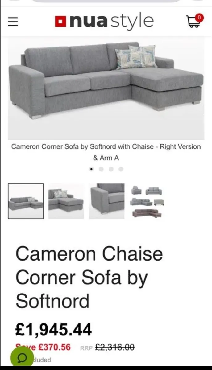 Grey L shaped  softnord corner sofa - Image 2