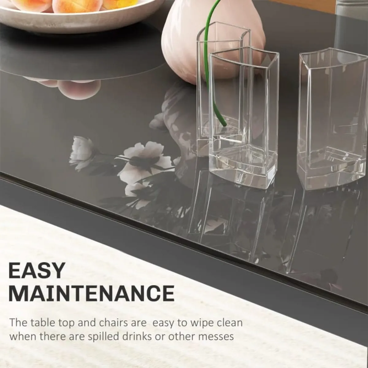 5-Piece Kitchen Dining Table Set with 4 Faux Leath - Image 3