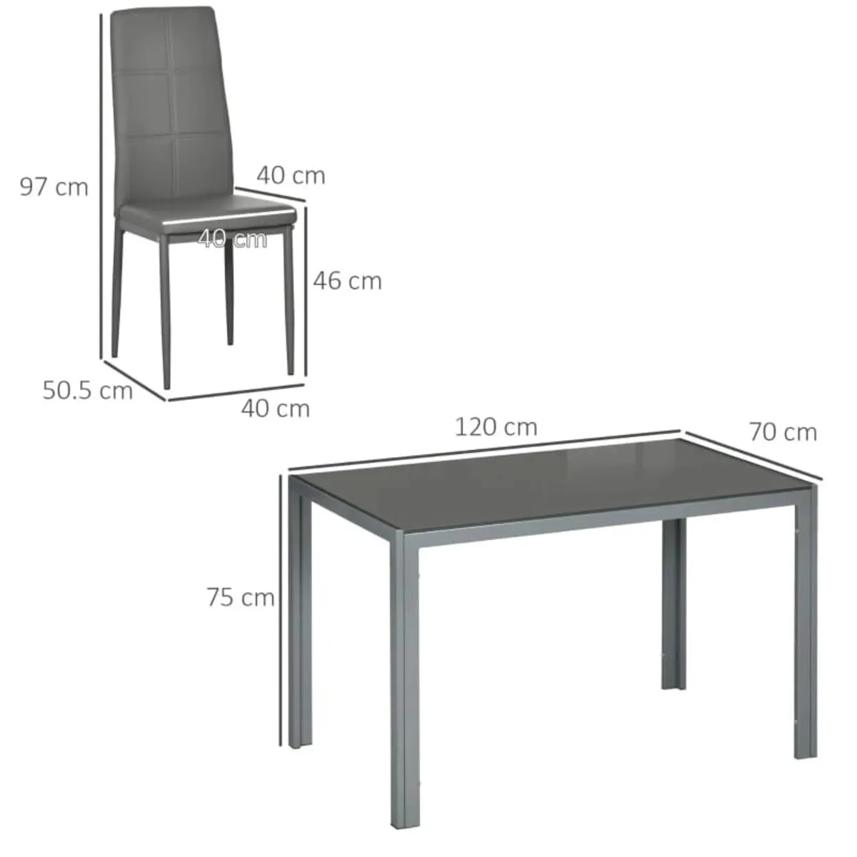 5-Piece Kitchen Dining Table Set with 4 Faux Leath - Image 2