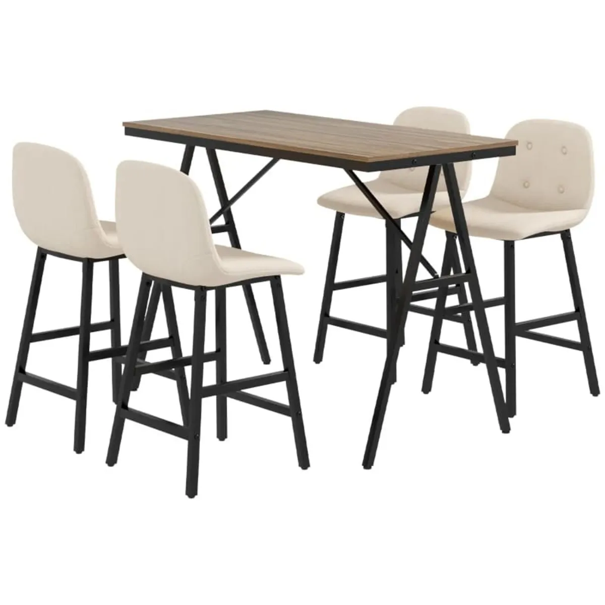 Bar set 5-piece, table and 4 chairs, button tuftin - Image 1