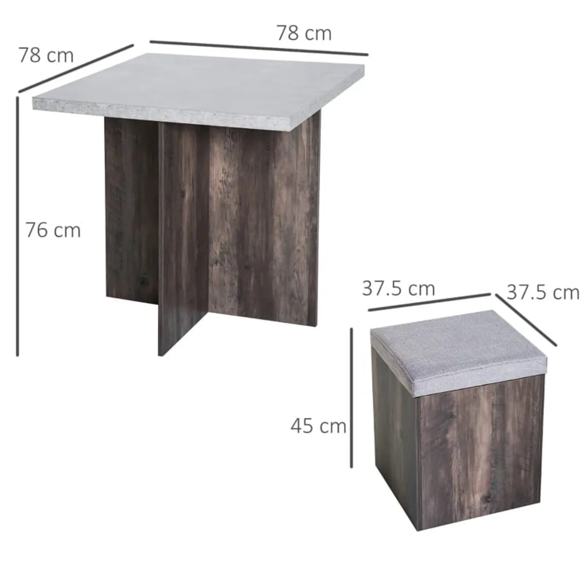 5 piece Dining Set, Dining Table and 4 Storage Ott - Image 2
