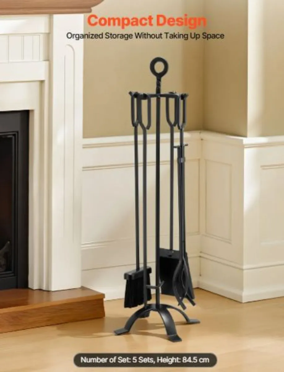 Fireplace Tool Set,5 PCS Fire Tool Set and Holder - Image 3