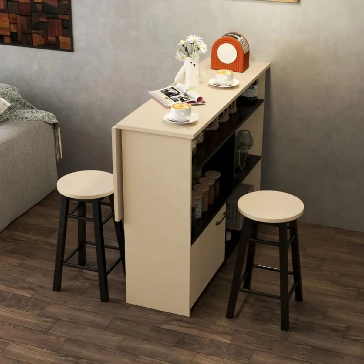 3-pc. Bar set, Bar table with foldable tabletop, 2 - Image 2