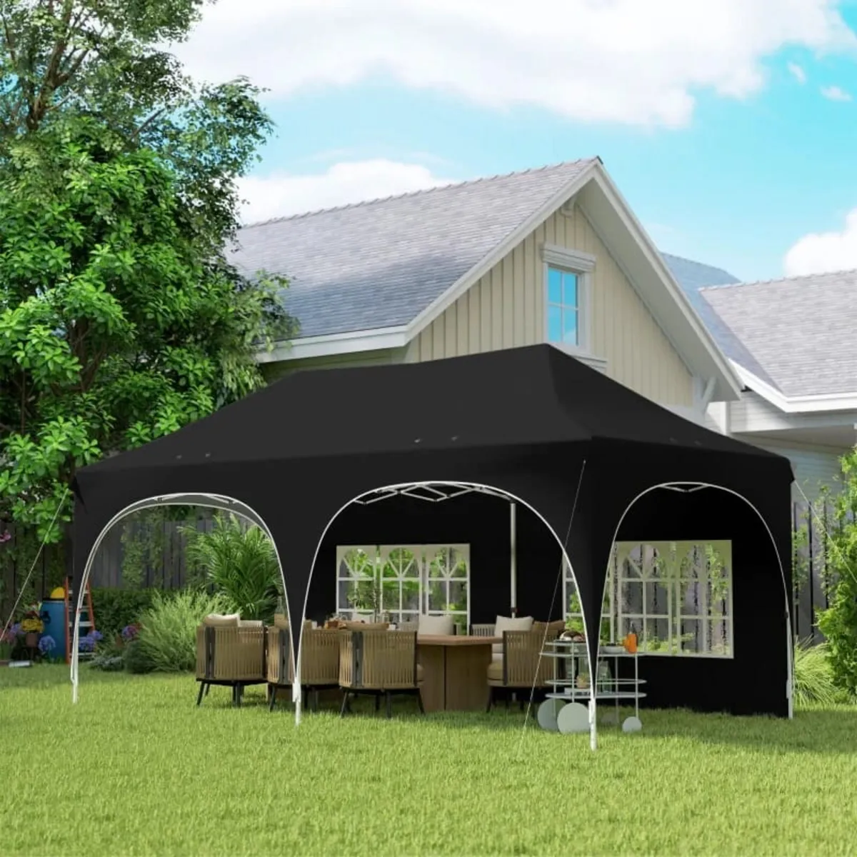 3 x 6m Pop Up Gazebo Shelter with Sides, 6 Sandbag - Image 4