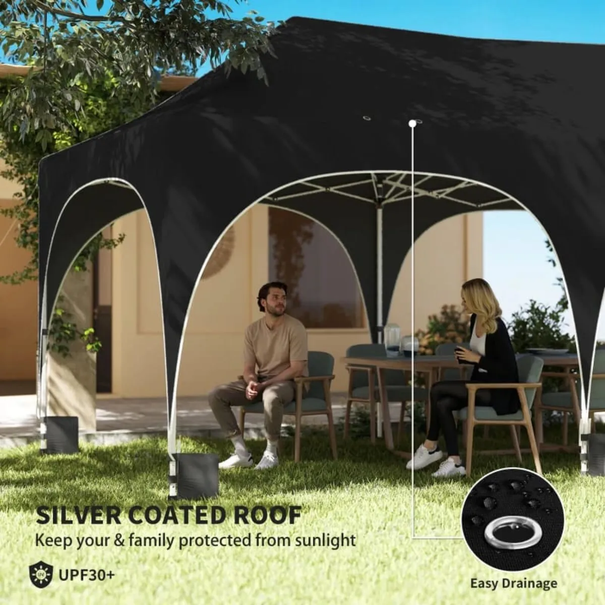 3 x 6m Pop Up Gazebo Shelter with Sides, 6 Sandbag - Image 3