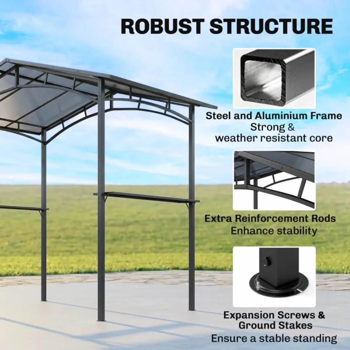 8ft x 5ft Outdoor BBQ Gazebo Tent with Protective - Image 4