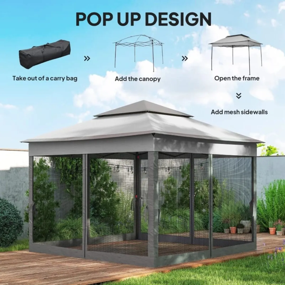 6 x 3 m Party Tent Wedding Gazebo Outdoor Waterpro - Image 2
