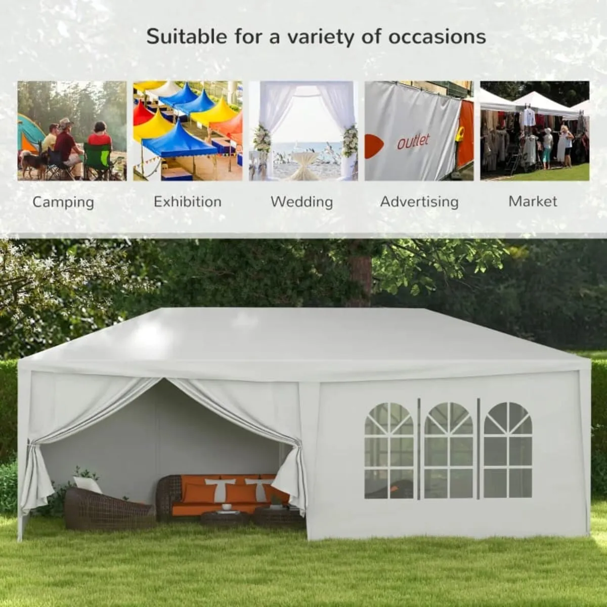 6 x 3 m Party Tent Wedding Gazebo Outdoor Waterpro - Image 4