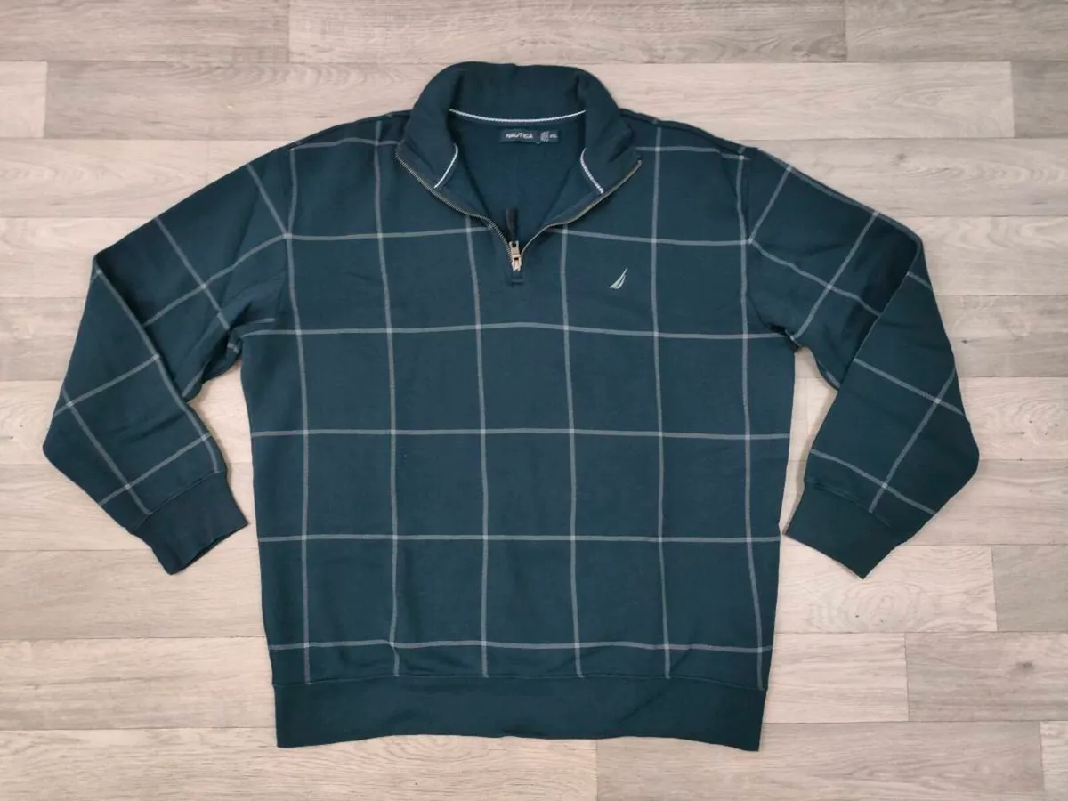 Nautica Half Zip Check Jumper Mens XXL - Image 1