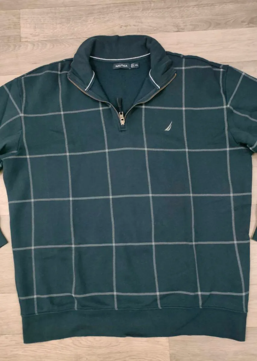 Nautica Half Zip Check Jumper Mens XXL - Image 2