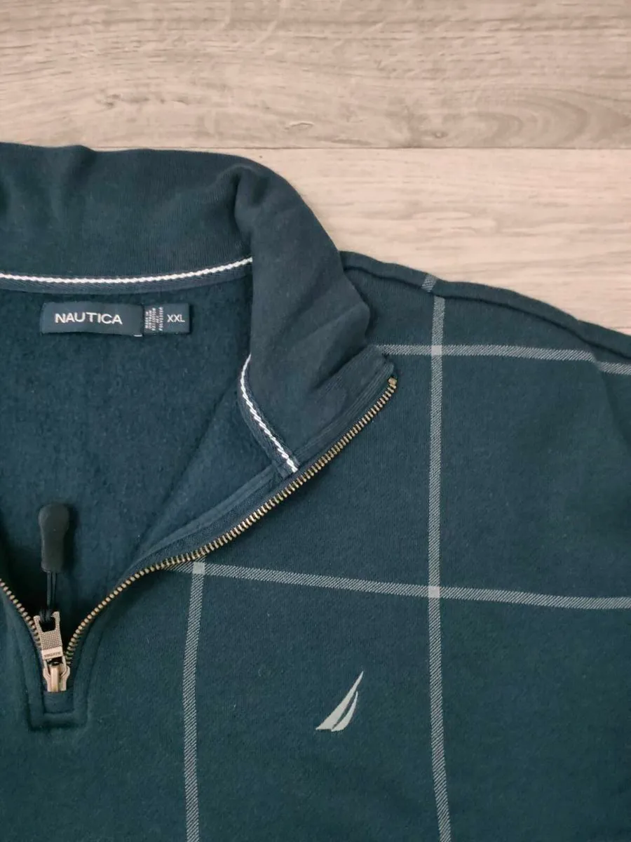 Nautica Half Zip Check Jumper Mens XXL - Image 3