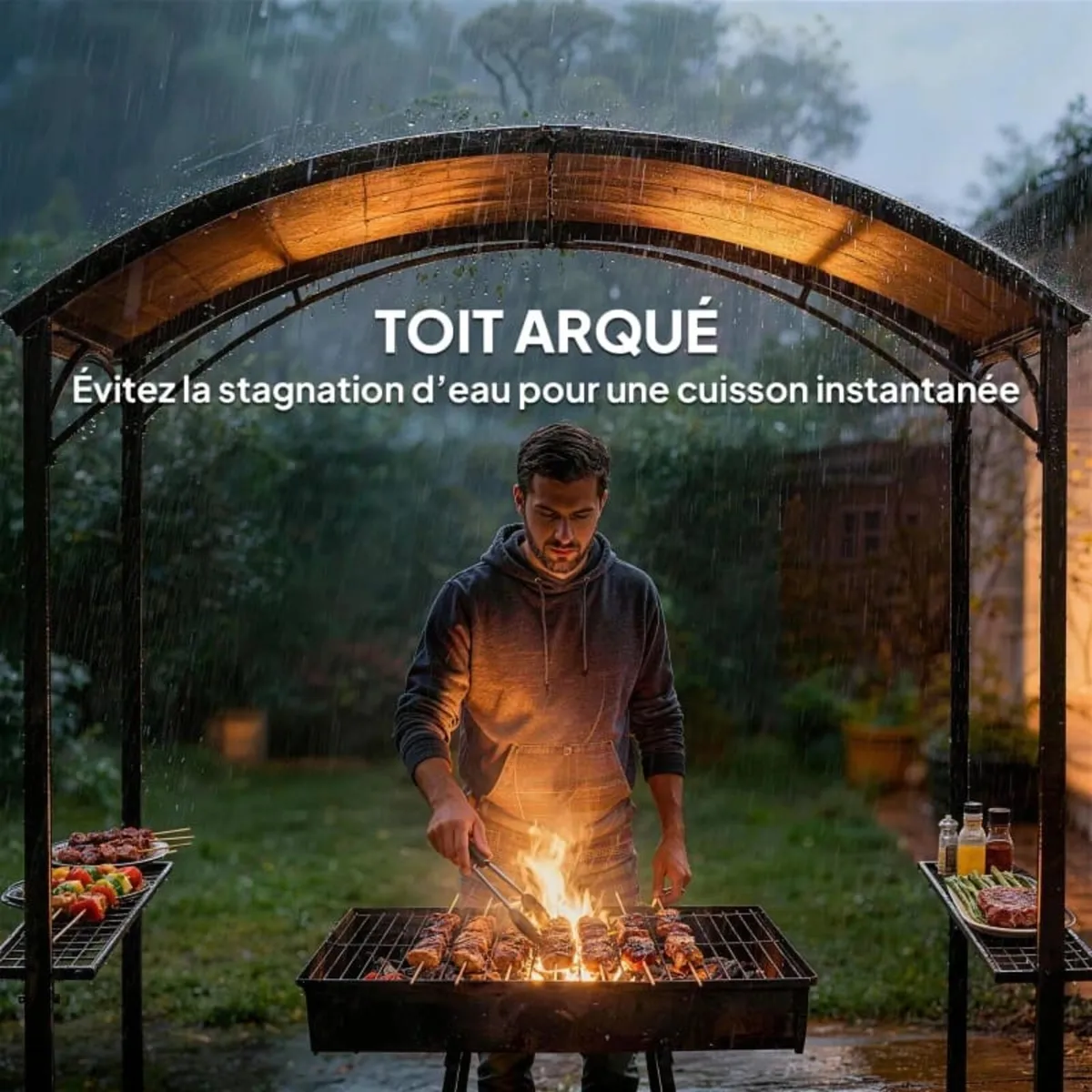Barbecue Shelter Gazebo 245 x 152 x 218 cm Steel w - Image 3