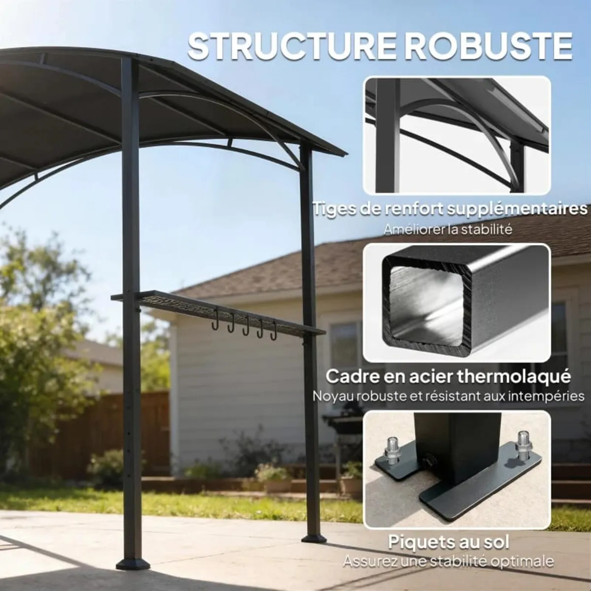 Barbecue Shelter Gazebo 245 x 152 x 218 cm Steel w - Image 4