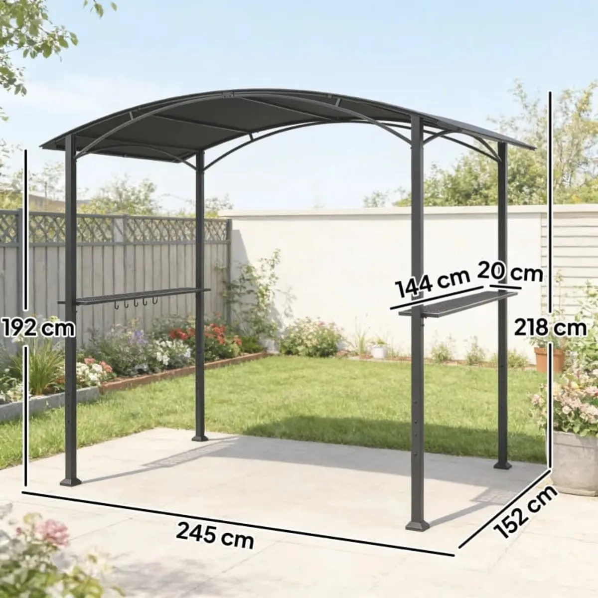 Barbecue Shelter Gazebo 245 x 152 x 218 cm Steel w - Image 2