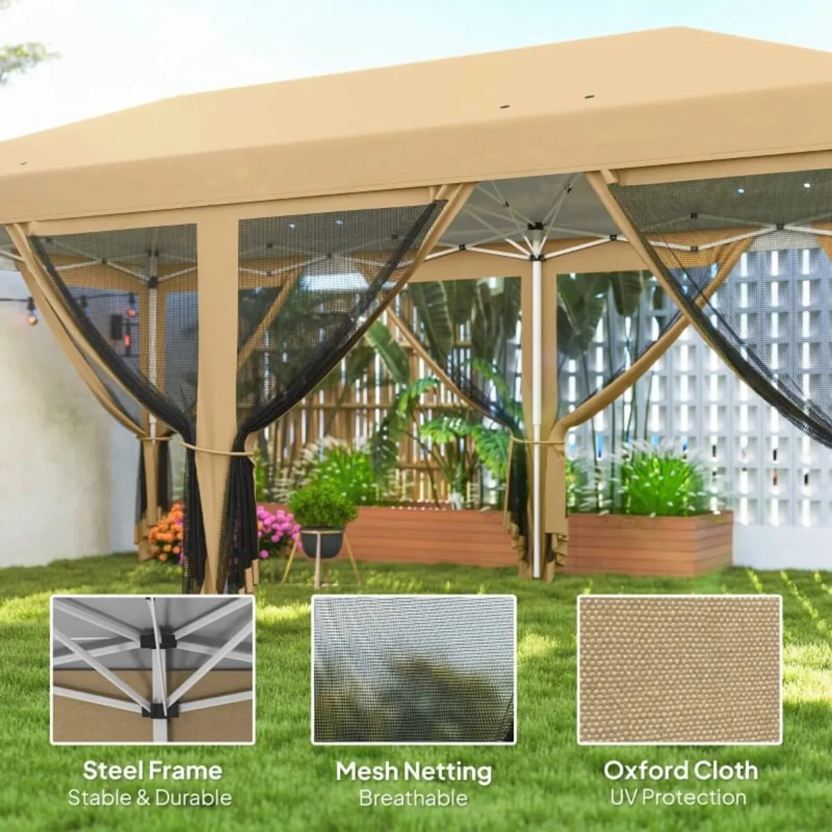 6 x 3m Pop Up Canopy Tent with Netting, Heavy Duty - Image 2