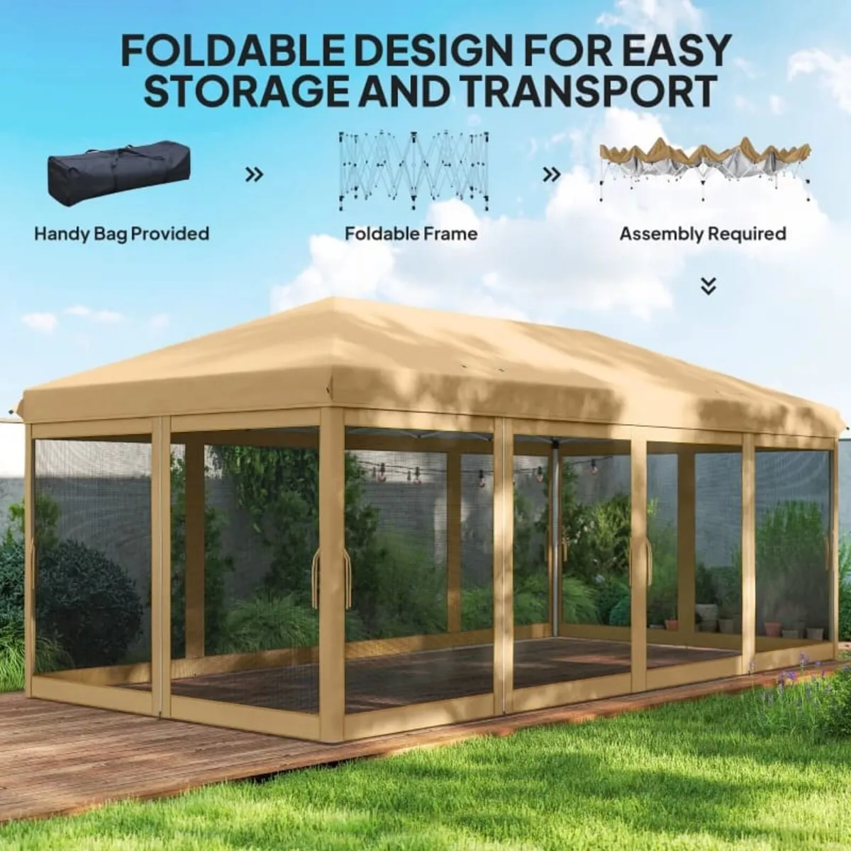 6 x 3m Pop Up Canopy Tent with Netting, Heavy Duty - Image 3