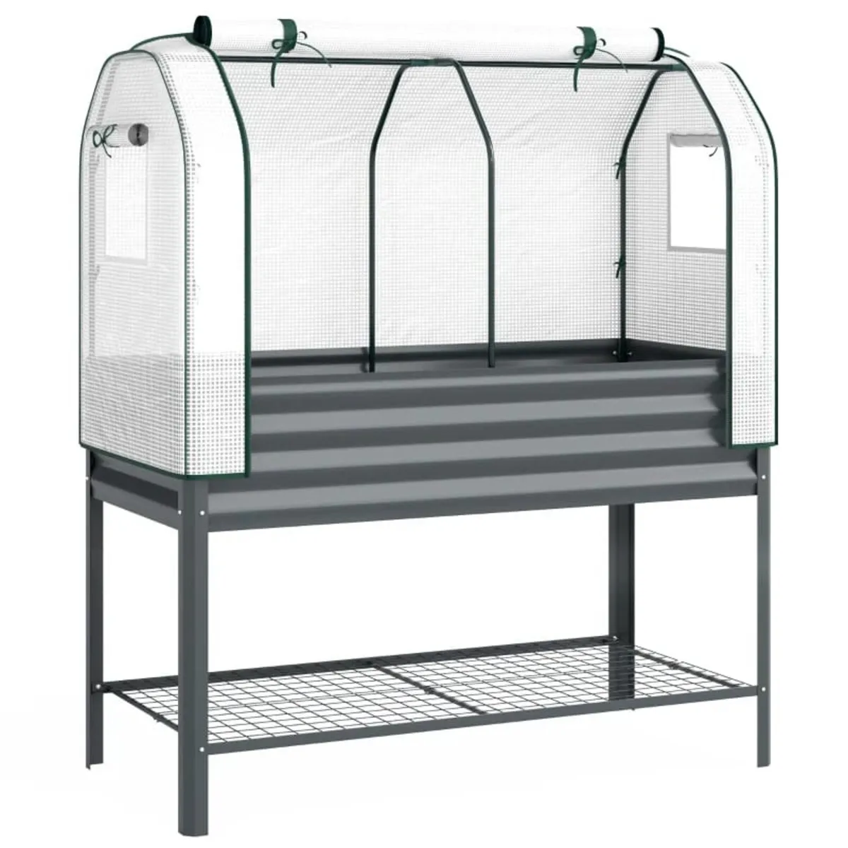 Galvanised Raised Planter with Greenhouse Cover, M - Image 1