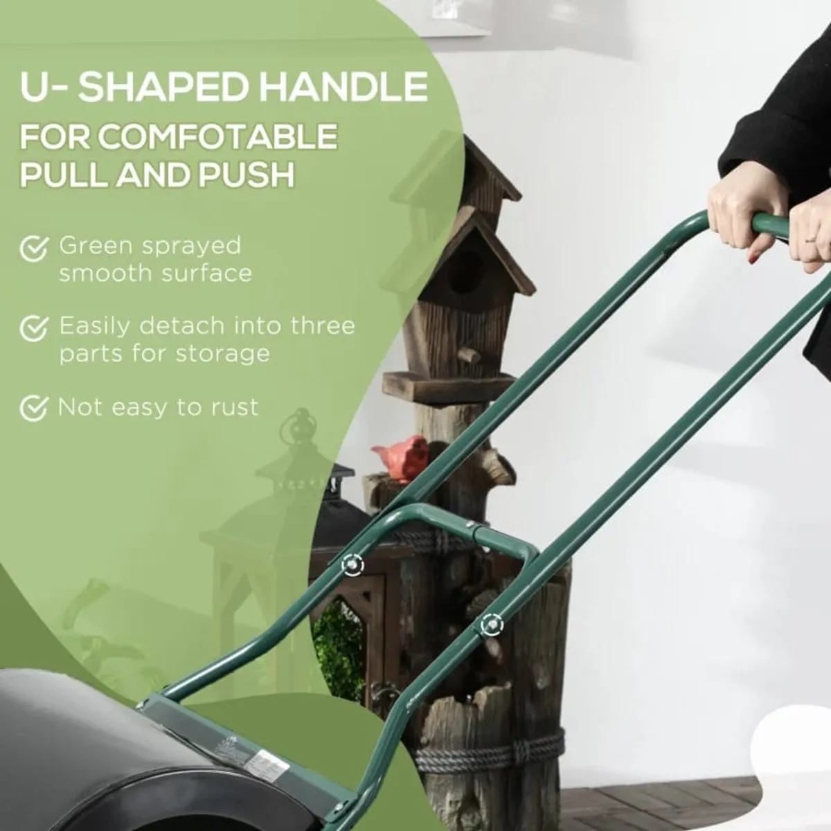 60L Fillable Cylinder Steel Garden Lawn Roller Bla - Image 4