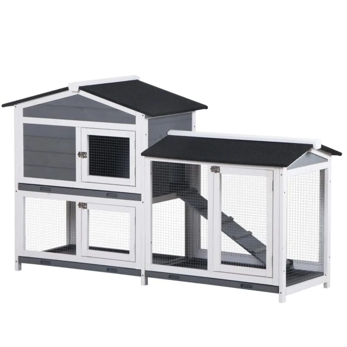 Wooden 2-Tier Rabbit Hutch w/ Tray Ramp Grey


Fea - Image 1
