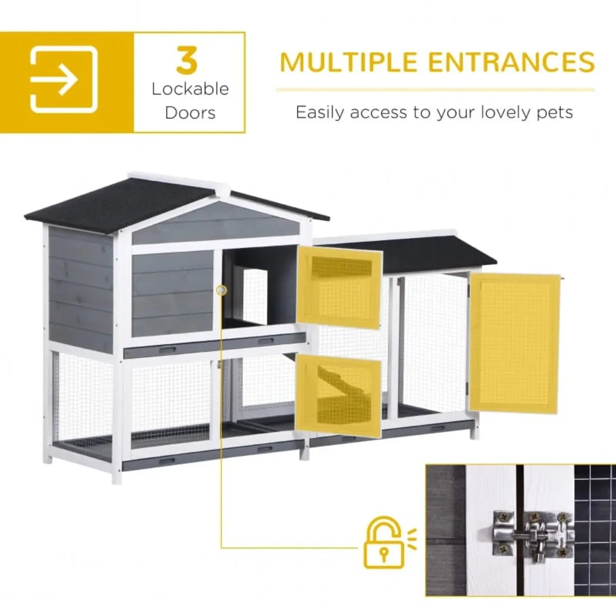Wooden 2-Tier Rabbit Hutch w/ Tray Ramp Grey


Fea - Image 2