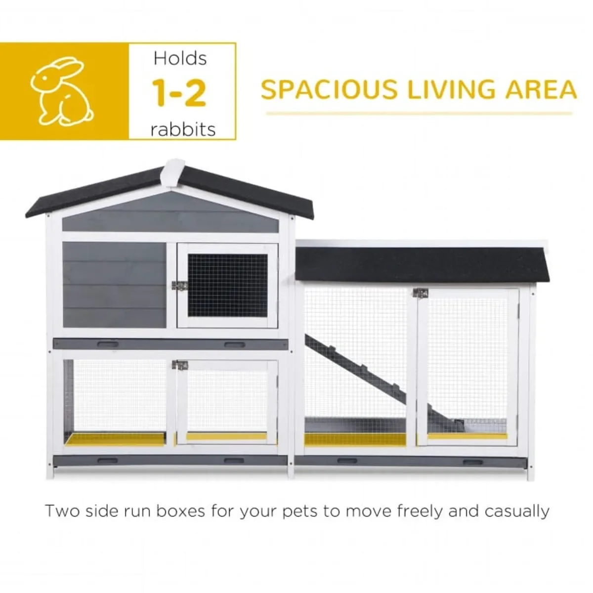 Wooden 2-Tier Rabbit Hutch w/ Tray Ramp Grey


Fea - Image 4