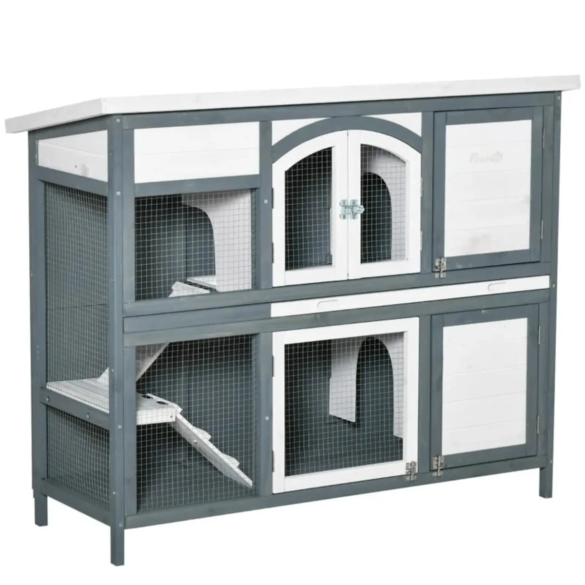 Rabbit Hutch Outdoor Guinea Pig Hutch 2 Tier Woode - Image 1
